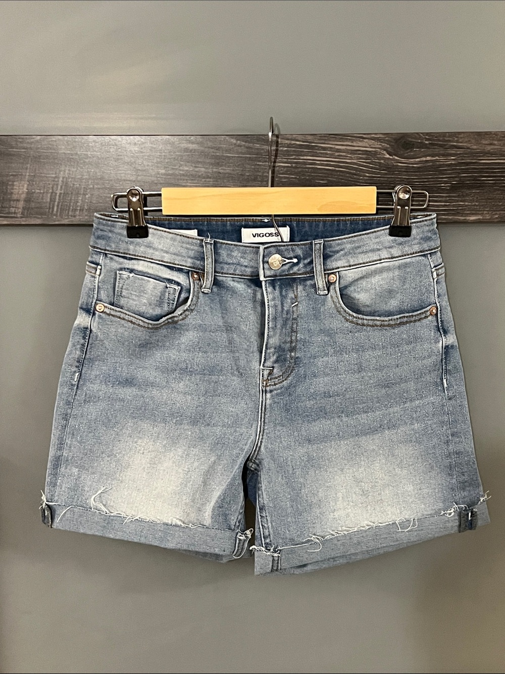 Vigoss Faded Light Blue Denim Cutoff Shorts